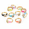 Brass Micro Pave Clear Cubic Zirconia Cuff Rings, Open Rings, with Enamel, Cadmium Free & Nickel Free & Lead Free, Star, Real 16K Gold Plated, Mixed Color, US Size 6, Inner Diameter: 17mm