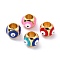 Real 18K Gold Plated Brass European Beads, with Enamel, Long-Lasting Plated, Round with Evil Eye, Mixed Color, 8x6mm, Hole: 4.5mm