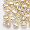 Brass Cubic Zirconia Charms, Flat Round, Clear, Real 18K Gold Plated, 8.5x6x2.5mm, Hole: 1.2mm
