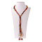 Bohemian Style Alloy & Resin & Waxed Cord & Imitation Leather Lariat Necklaces, Heart & Flat Round, Golden, Light Coral, 23.62 inch(60cm)