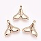 Brass Micro Pave Cubic Zirconia Charms, Nickel Free, Whale Tail Shape, Clear, Real 18K Gold Plated, 15x16x5mm, Hole: 2.5x3mm