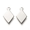 Non-Tarnish 201 Stainless Steel Charms, Laser Cut, Rhombus, Stainless Steel Color, 12x8x0.5mm, Hole: 1.4mm