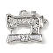 Brass Micro Pave Clear Cubic Zirconia Pendants, Cadmium Free & Nickel Free & Lead Free, Sewing Machine Charms, Long-Lasting Plated, Platinum, 11.5x13x2.5mm, Hole: 1.2mm