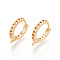 Brass Hoop Earring Findings, Cadmium Free & Nickel Free & Lead Free, Chain Charm, Real 18K Gold Plated, 14x13x2.5mm, Hole: 0.8~1.2mm, Pin: 1mm