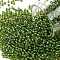 TOHO Round Seed Beads, Japanese Seed Beads, (393) Inside Color Topaz/Opaque Green Lined, 11/0, 2.2mm, Hole: 0.8mm, about 1110pcs/10g