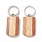 Wooden Keychain, with Stainless Steel Key Rings, Rectangle, Bisque, 8.3cm