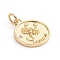 Brass Micro Pave Cubic Zirconia Pendants, with Jump Ring, Flat Round with Twelve Constellations, Clear, Golden, Scorpio, 18x14.5x1.5mm, Hole: 3mm