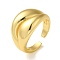 Rack Plating Brass Open Cuff Rings for Women, Cadmium Free & Nickel Free & Lead Free, Real 18K Gold Plated, US Size 8 1/2(18.5mm)