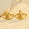 304 Stainless Steel Cubic Zirconia Stud Earrings, Shell Shape, Golden, Clear, 24.5x27.5mm