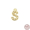 Real 18K Gold Plated 925 Sterling Silver Micro Pave Clear Cubic Zirconia Charms, Initial Letter, Letter S, 9.5x5.5x1.5mm, Hole: 0.9mm