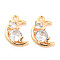 Clear Glass Charms, with Brass Finding, Crescent Moon, Real 18K Gold Plated, 11x7x2.5mm, Hole: 1mm