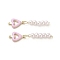 Rack Plating Brass Enamel Heart Links Connector Charms, with ABS Plastic Imitation Pearl Beads, Cadmium Free & Nickel Free & Lead Free, Real 18K Gold Plated, Pink, 30.5mm, Hole: 1mm