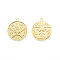 Ion Plating(IP) 201 Stainless Steel Pendants, Flat Round with Star, Real 18K Gold Plated, 28.5x25x2mm, Hole: 2.5mm