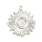 Non-Tarnish 304 Stainless Steel Pendant Cabochon Settings, Sun, Stainless Steel Color, Tray: 4mm, 18.5x16x1.5mm, Hole: 1.5mm