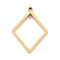304 Stainless Steel Open Back Bezel Pendants, Double Sided Polishing, For DIY UV Resin, Epoxy Resin, Pressed Flower Jewelry, Rhombus, Real 24K Gold Plated, 33x24.5x3mm, Hole: 2mm
