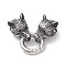 304 Stainless Steel Spring Gate Rings, O Rings, with Cord Ends, For Leather Cord Bracelets Making, Wolf, Antique Silver, 51mm