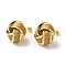 Real 18K Gold Plated Iron Enamel Stud Earrings for Women, with Brass Pin, Knot, Goldenrod, 21x20.5mm