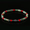 Natural Red Coral & Green Spot Jasper Beads Stretch Bracelets for Men, Column, with Synthetic Non-magnetic Hematite, Inner Diameter: 7-1/4 inch(18.5cm)