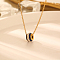 Round with Rhinestone Pendant Necklaces, Stainless Steel Cable Chain Necklaces for Women