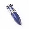 Natural Lapis Lazuli Big Pointed Pendants, with Platinum Tone Brass Findings, Bullet, 50~53x16~17mm, Hole: 5x7~8mm