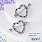 316L Surgical Stainless Steel Micro Pave Lime Green & Black Cubic Zirconia Nipple Stirrup, Stainless Steel Color, Heart, Bar Length: 25mm, Pin: 1.6mm