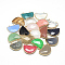 Natural & Synthetic Mixed Stone Semi Circle Pendants, with Brass Findings, Faceted, Half Round, Golden, Mixed Color, 32x25~26x7mm, Hole: 2mm