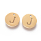304 Stainless Steel Charms, Ion Plating (IP), Flat Round, Letter J, 10x1~1.5mm, Hole: 1mm