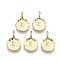 Alloy Pendants, Cadmium Free & Nickel Free & Lead Free, Flat Round with Letter, Real 18K Gold Plated, Letter.K, 17x11.5x1.5mm, Hole: 2.5mm