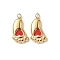 304 Stainless Steel Charms, with Enamel, Ion Plating(IP),  Footprint Charm, Real 18K Gold Plated, Red, 12x6.5x2mm, Hole: 1.2mm