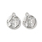 Brass Pendants, Flat Round Charm, Lead Free & Cadmium Free, Long-Lasting Plated, Platinum, 12x10.5x2.5mm, Hole: 1.2mm