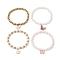 Glass Pearl Stretch Bracelets, with Alloy Enamel Pendants, Mixed Color, Inner Diameter: 2-1/8 inch(5.5cm), 4pcs/set