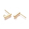 304 Stainless Steel Stud Earring Findings, with Loop, Rectangle, Real 18k Gold Plated, 10x2x2mm, Hole: 1.5~1.8mm, Pin: 0.8mm