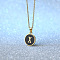 Alloy Black Enamel Flat Round with Letter Pendant Necklaces for Women, Golden, Letter X, 17.72 inch(45cm)
