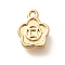 Brass Charms, Cadmium Free & Nickel Free & Lead Free, Flower, Real 18K Gold Plated, 8x6x2mm, Hole: 0.9mm