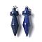 Dyed Natural Lapis Lazuli Pendants, Bicone Charms, with Brass Findings, Platinum, 48.8~50x14mm, Hole: 6.5x4.5mm