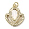 Brass Micro Pave Cubic Zirconia Pendants, Cadmium Free & Lead Free, with Shell, Real 18K Gold Plated, 20x17x3mm, Hole: 3.4mm