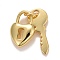 Rack Plating Real 18K Gold Plated Brass Pendants, with Jump Rings, Long-Lasting Plated, Lead Free & Cadmium Free, Lock & Key, Real 18K Gold Plated, 18mm, Jump Ring: 4.6x0.8mm, 3mm Inner Diameter, Lock: 12x8x3mm, Key: 15.5x6.5x1mm