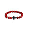 Synthetic Turquoise Round & Black Stone Cross Beaded Stretch Bracelets