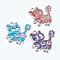 Alloy Enamel Kitten Pendants, Cadmium Free & Lead Free, Cartoon Cat with Flower Shape, Platinum Color, Mixed Color, 27x24x2mm, Hole: 3mm