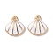 Alloy Enamel Pendants, Shell Shape, White, 11x10x2.5mm, Hole: 1.2mm