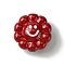 Dopamine Style Opaque Acrylic Beads, Flower with Smiling, Dark Red, 23.5x24x11.5mm, Hole: 3.5mm