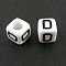 Letter Acrylic European Beads, Horizontal Hole, Cube, Letter.D, 10x10x10mm, Hole: 3.5~4mm, about 59pcs/50g