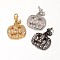 Halloween Brass Cubic Zirconia Pendants, Pumpkin, Grade AAA, Cadmium Free & Nickel Free & Lead Free, Mixed Color, 16x13x4mm, Hole: 2mm