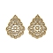 304 Stainless Steel Pendants,  Laser Cut, Teardrop with Flower Charms, Golden, 29.5x22.5x1mm, Hole: 1.2mm