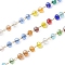 Glass Round Beaded Chains, with 304 Stainless Steel Findings, Unwelded, with Spool, Golden, Colorful, 3.3x2.6mm, about 65.62 Feet(20m)/Roll