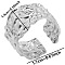 Textured 304 Stainless Steel Open Cuff Ring for Unisex, Minimalist Adjustable Opening Cold Wind