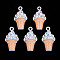 Rack Plating Alloy Enamel Pendants, with Crystal AB Rhinestone, Cadmium Free & Nickel Free & Lead Free, Ice Cream, Sandy Brown, 26x14x7mm, Hole: 2mm