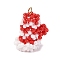 Glass Seed Beaded Christmas Glove Pendants, with 304 Stainless Steel Jump Rings, Real 18K Gold Plated, Red, 20x16x11mm