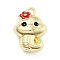 Alloy Enamel Charms, Snake with Flower Charm, Golden, 15x11x6mm, Hole: 1mm