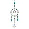 Flower Glass Pendant Decorations, with 304 Stainless Steel Cable Chains, Stainless Steel Color, 292mm